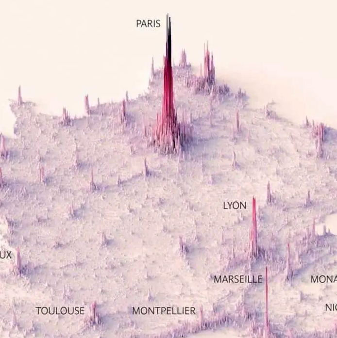 Carte de densité de population - Terence Fosstodon, 2023