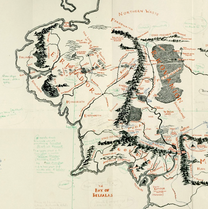 Carte de la Terre du Milieu - Christopher Tolkien, 1954
