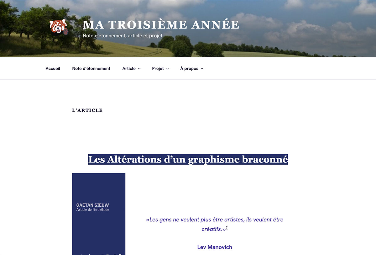 le projet et l'article en ligne de gaëtan sieuw