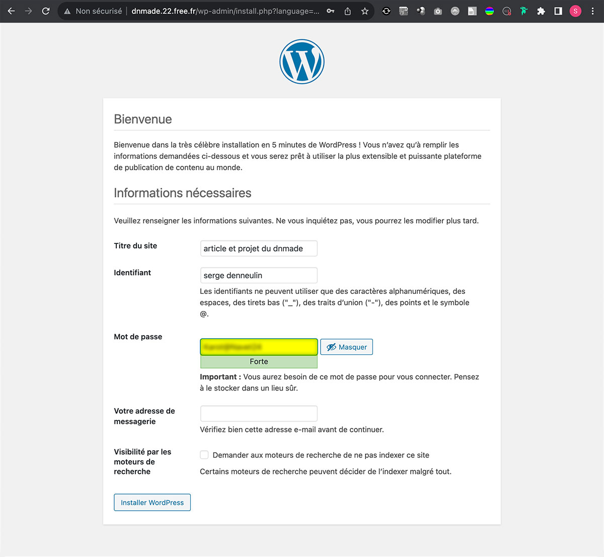 Filezilla, activation du compte, étape huit