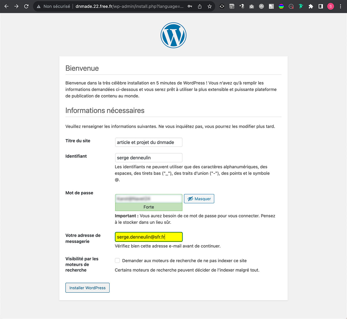 Filezilla, activation du compte, étape neuf