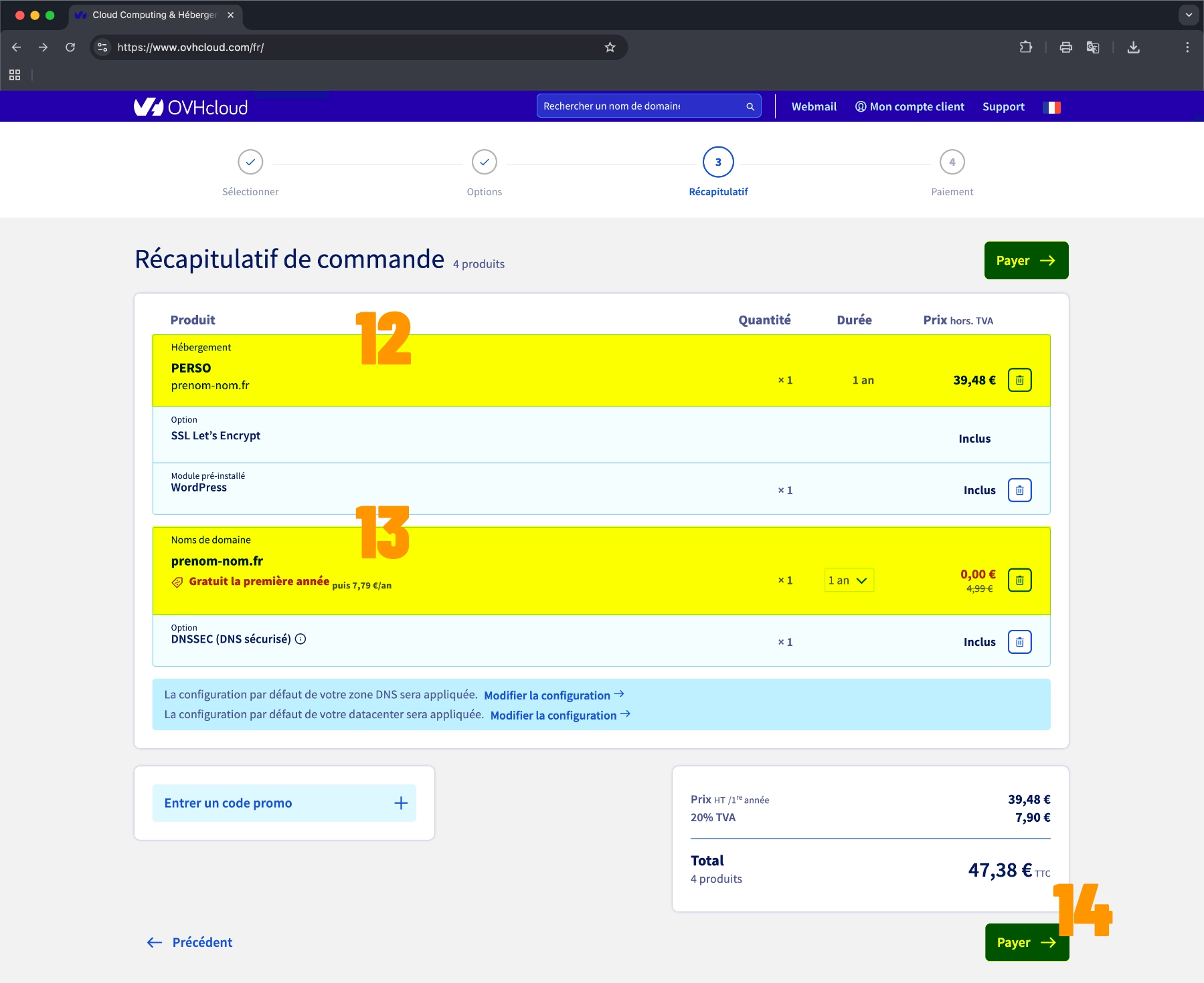 inscription chez ovh : étape #7