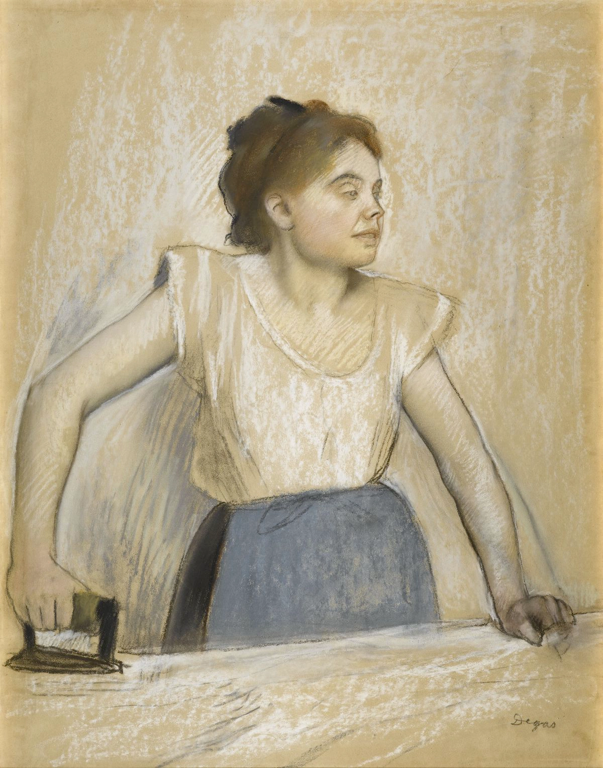 la peinture intitulée : la repasseuse, réalisée par le peintre edgard degas en 1869