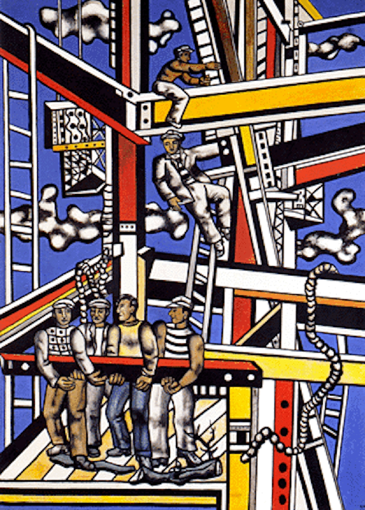 la peinture intitulée : les constructeurs, réalisée par le peintre fernand léger en 1950