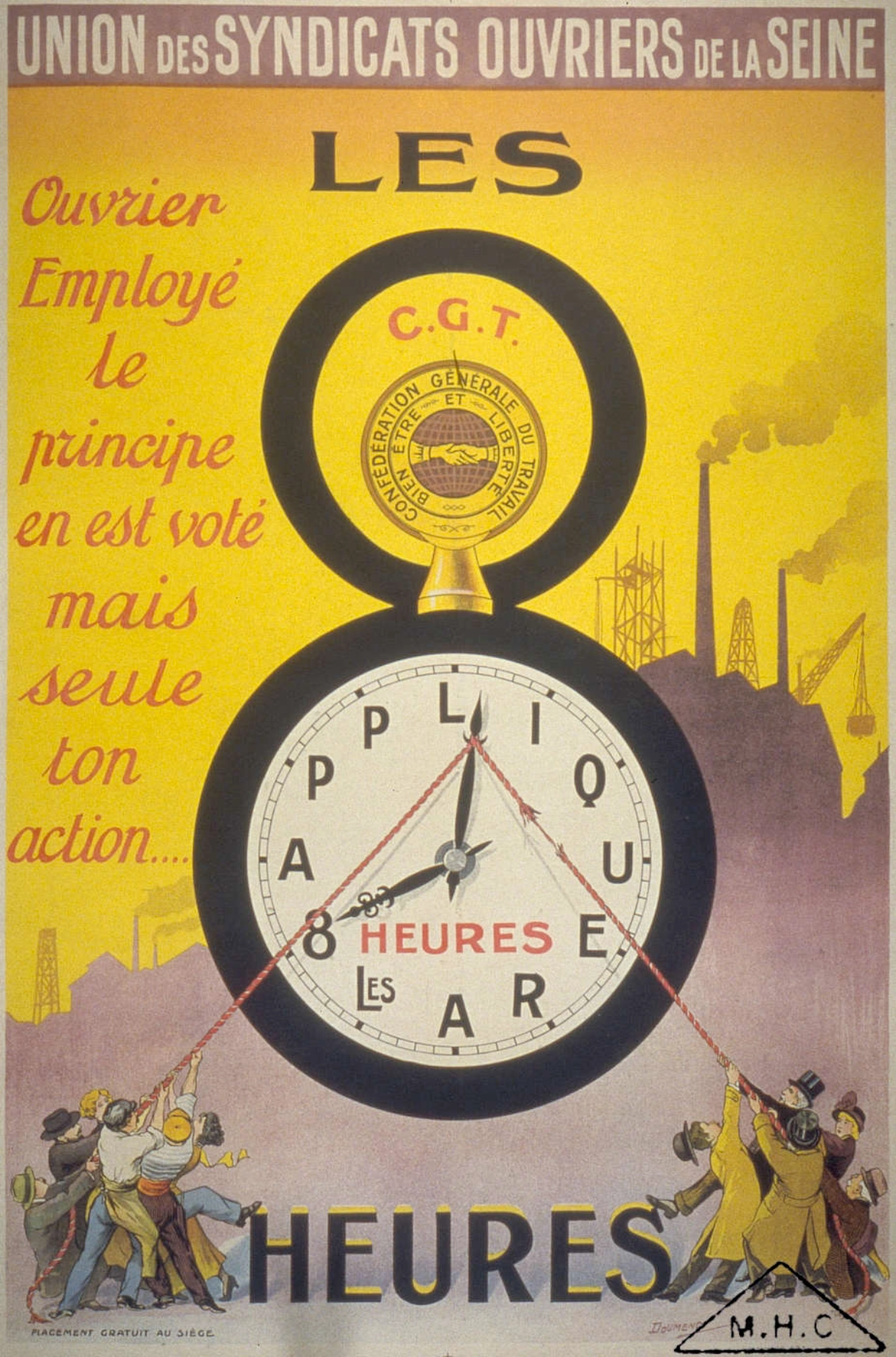 cette affiche, de l'union des syndicats de la seine, a été réalisée en 1919 par félix doumenq