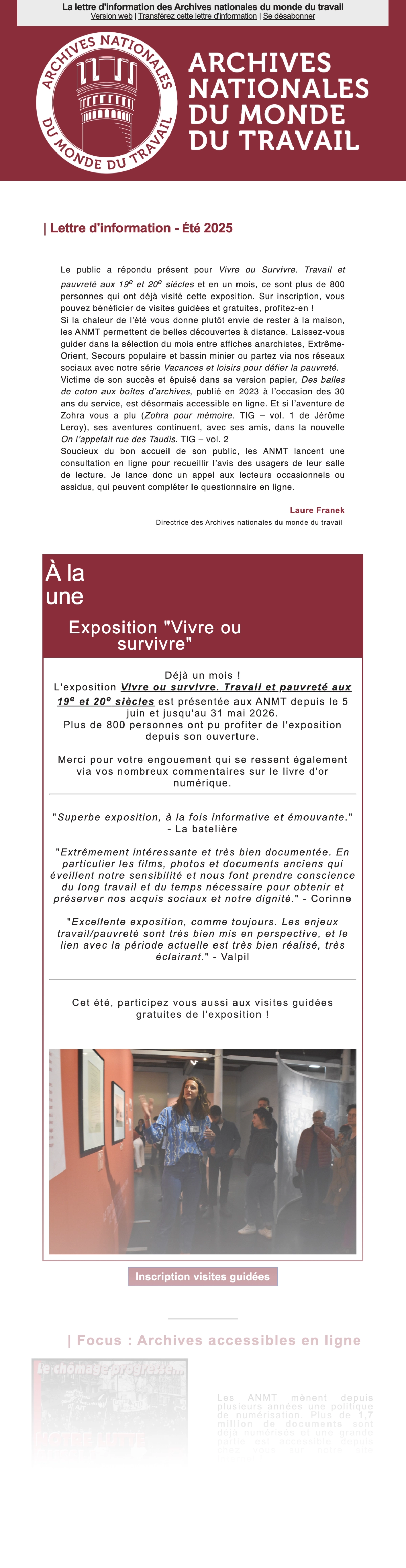 l'interface de la lettre d'information des anmt