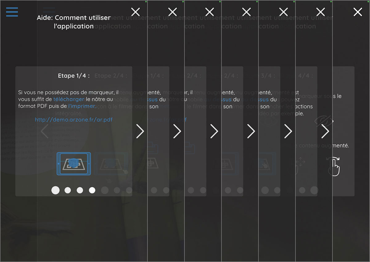 le onboarding de l'application arzone