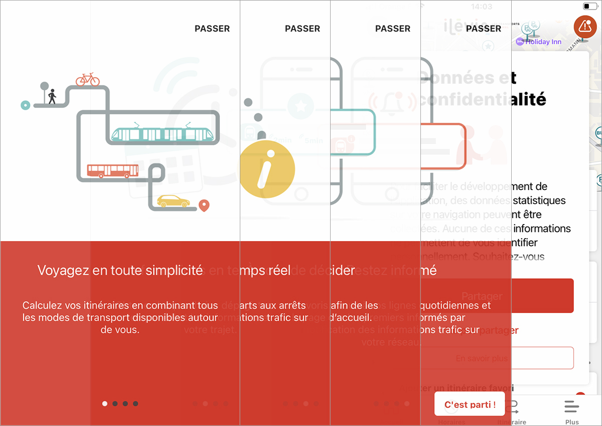 le onboarding de l'application ilévia