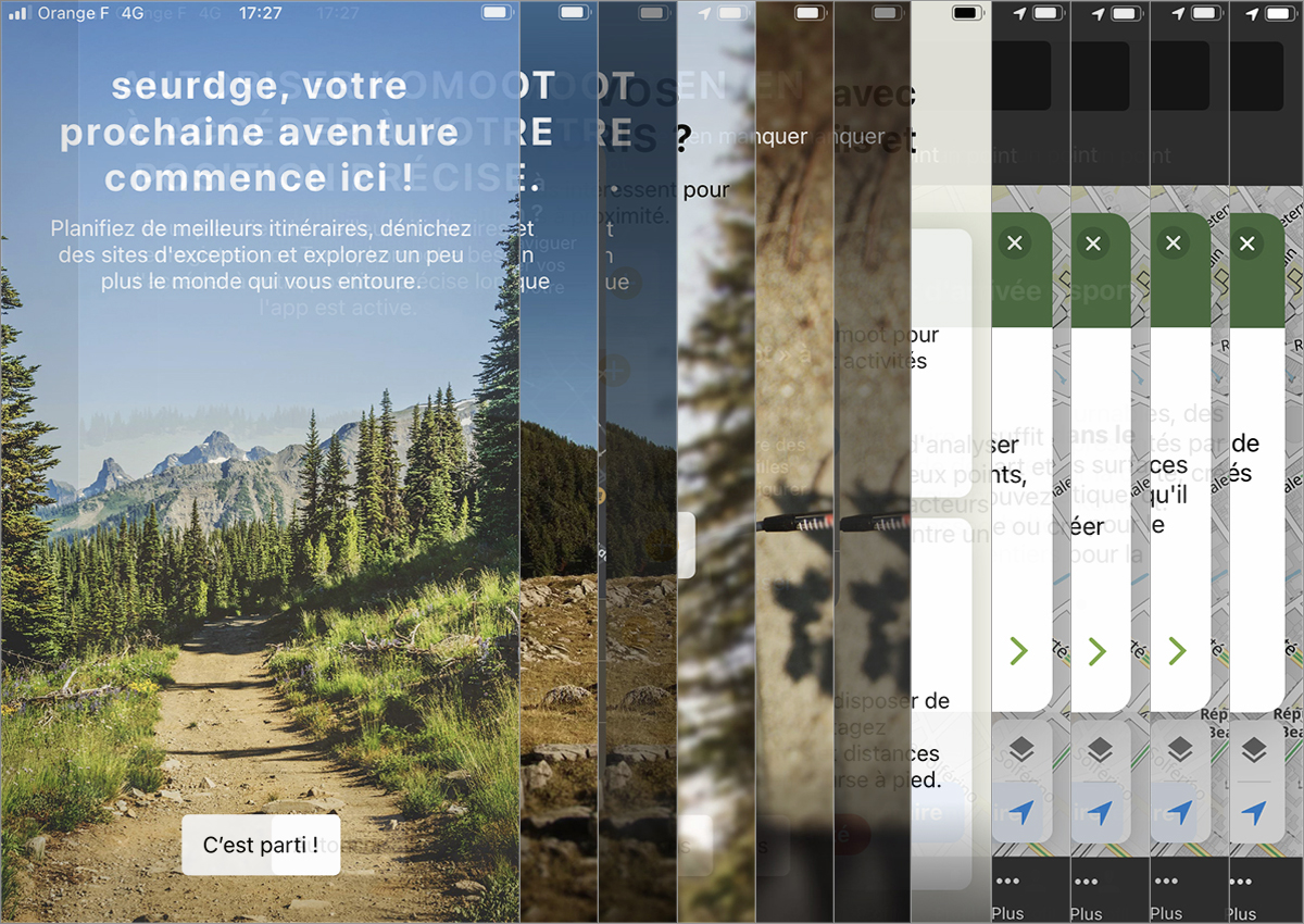 le onboarding de l'application komoot
