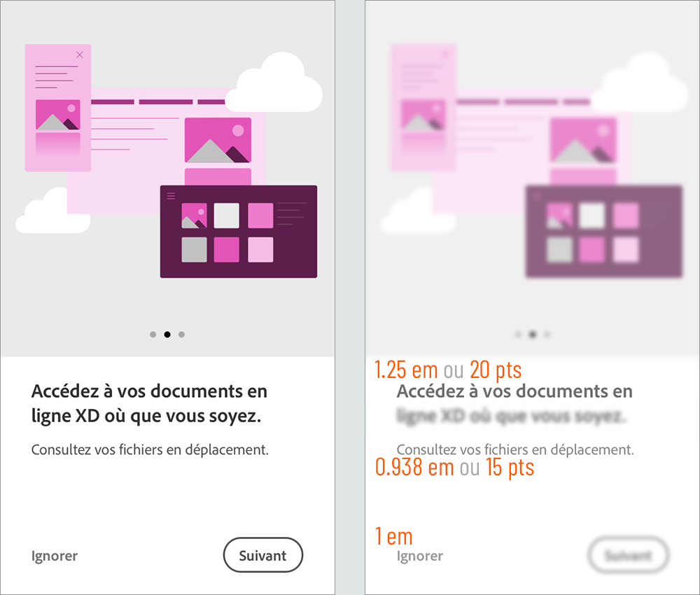 les corps typographiques dans l'application adobe xd