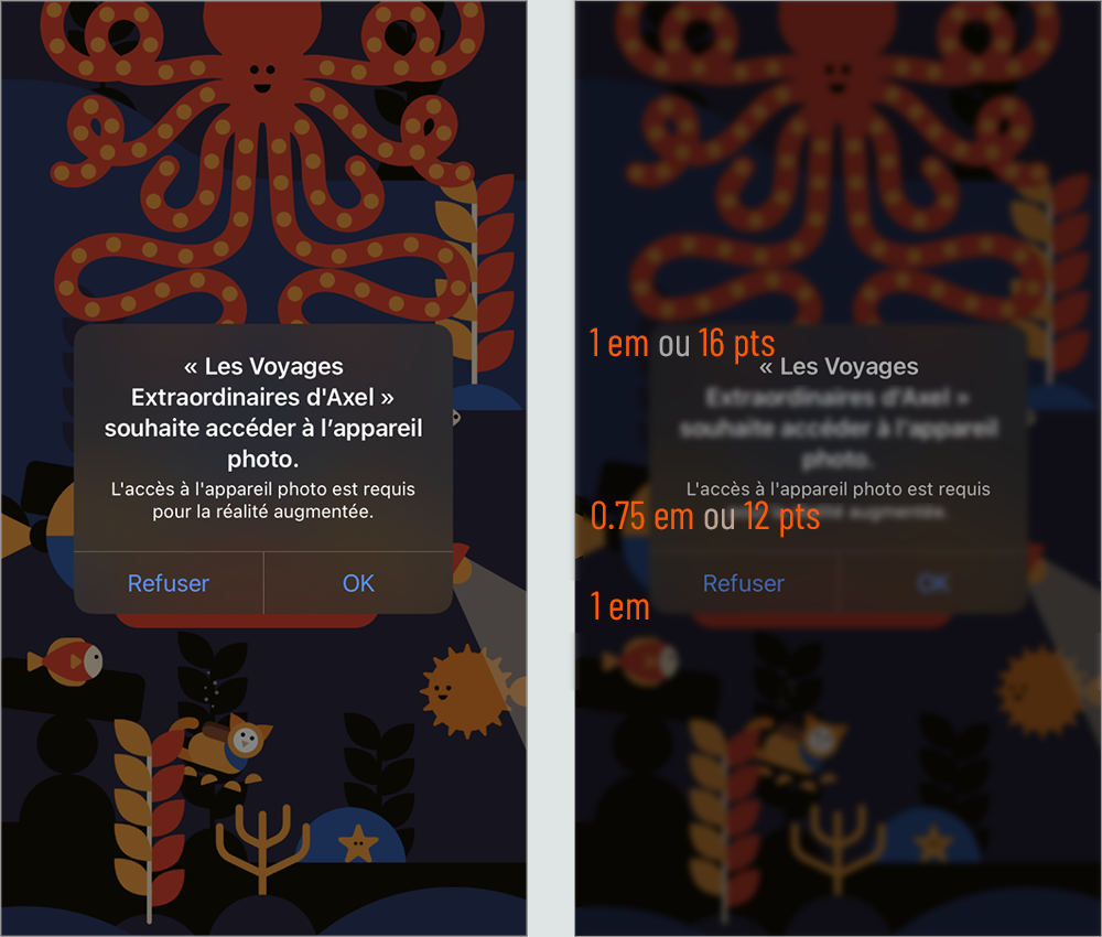 les corps typographiques dans l'application les voyages extraordinaires d'axel