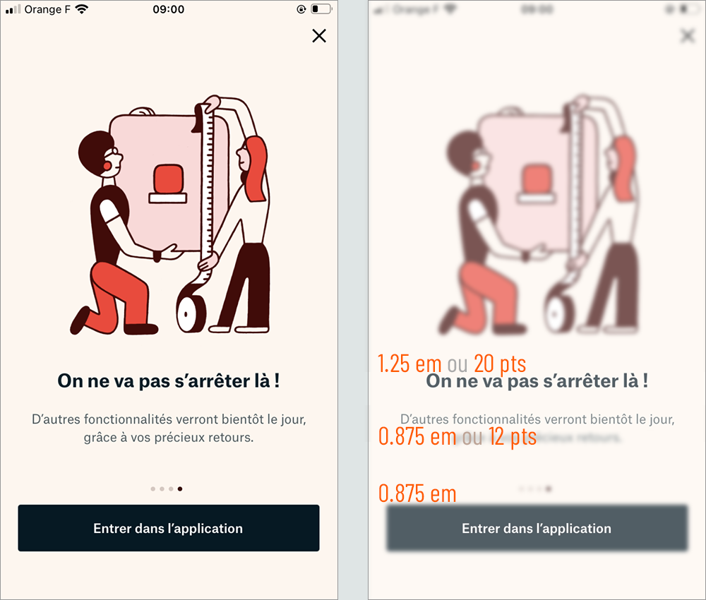 les corps typographiques dans l'application médiapart