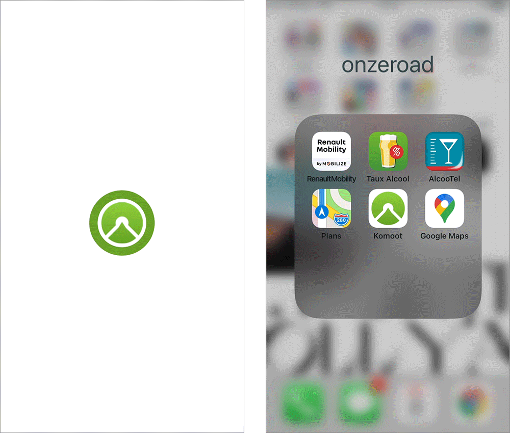 le splash screen de l'application komoot