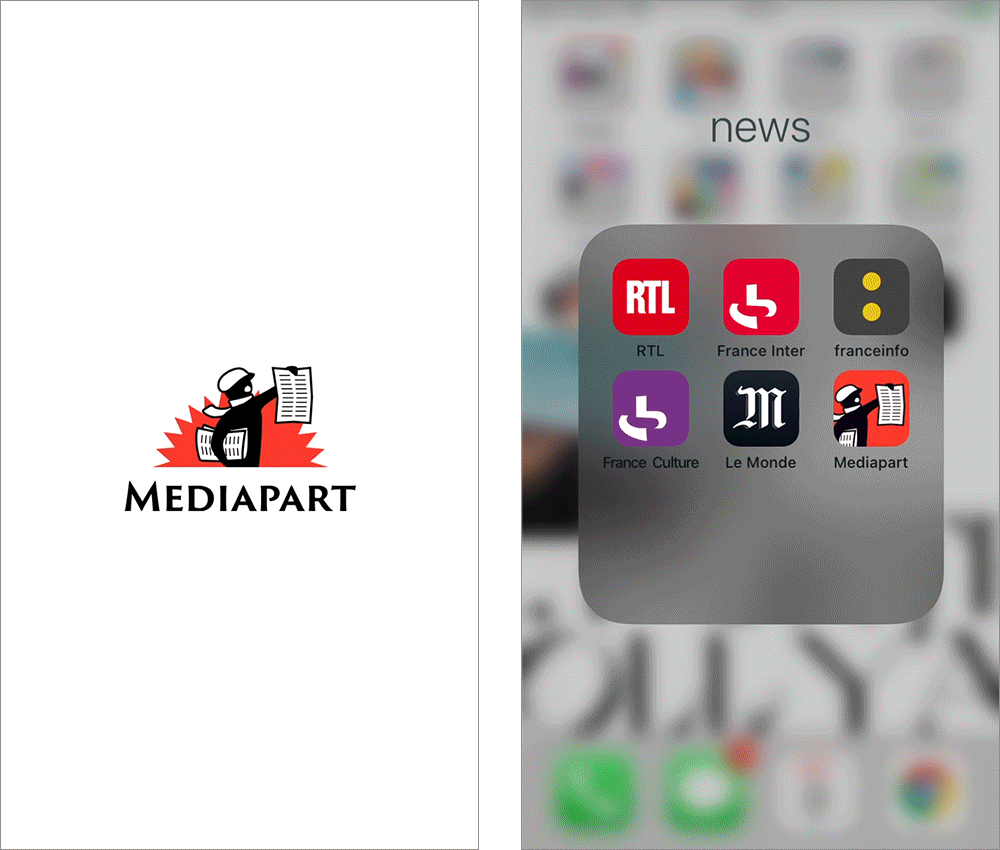 le splash screen de l'application médiapart